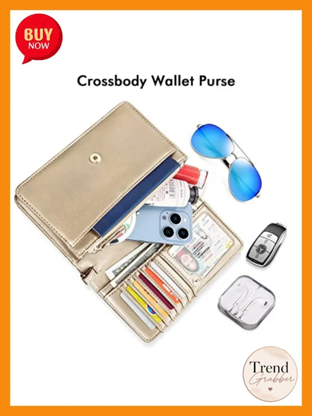 Faux Leather Crossbody Purse with RFID Blocking, Adjustable Strap, Wristlet